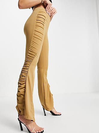 Fashionkilla gathered flared trousers co ord in camel-Black