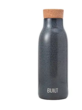 Built Ceramic Water Bottle with Cork Lid, 17-Ounce, Blue Reactive