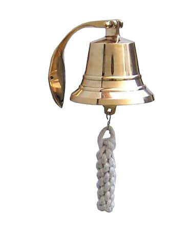 Hampton Nautical 3xglass-101 Brass Plated Hanging Harbor Bell 4 Nautical Home Decoration, 4 inch