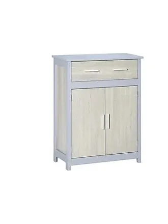 kleankin Meuble de rangement pour salle de bain sur pied placard 2 portes 1  tiroir, étagère régable, blanc laqué