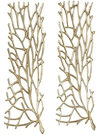 Deco 79 Aluminum Coral Inspired Wall Decor, Set of 2 10W, 34H, Silver