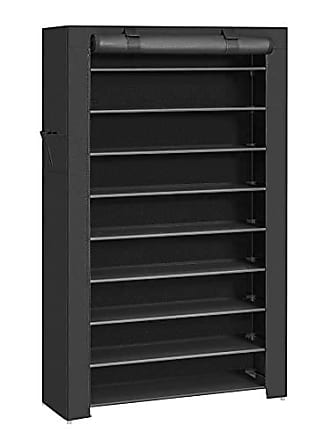 SONGMICS Shoe Rack, 10 Tier Shoe Shelf, Shoe Storage Organizer, Space-Saving, 11 x 17.7 x 68.1 Inches, Metal Frame, Non-Woven