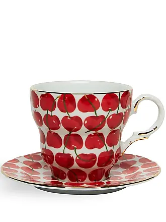 Cherries Avorio Big Mama cup and saucer in red - La Double J