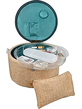 SINGER Large Sewing Basket Leaf Print with Emergency Travel Sewing Kit &  Matching Zipper Pouch