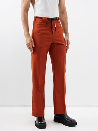 Marni - Red Mohair Trousers with Polka Dots - Pants - Man - Orange - Size: 52