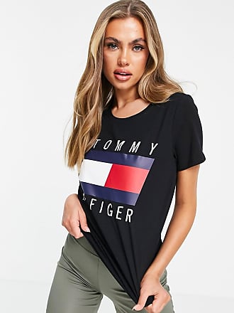 Tommy Hilfiger Womens T-Shirt Split Neck Short Sleeve Tee Casual Cotton Top  New