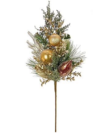 National Tree Company HGTV Home Collection Pre-Lit Artificial Christmas  Shrub Planter Filler, Mixed Branch Tips, Decorated with Pinecones and  Berries