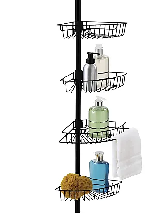 mDesign Steel Metal Curved Bathroom/Shower 2-Tier Caddy with Baskets - Black