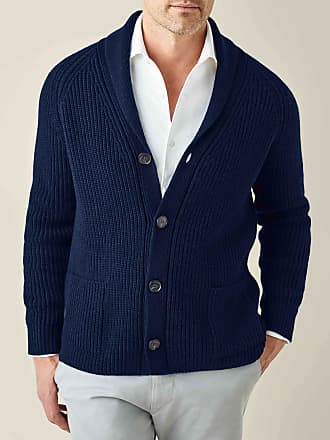 Luca Faloni Navy Blue Chunky Knit Cashmere Cardigan