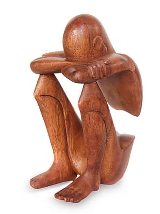 Head of A Girl' NOVICA Brown Human Figure Ebony Wood Sculpture 