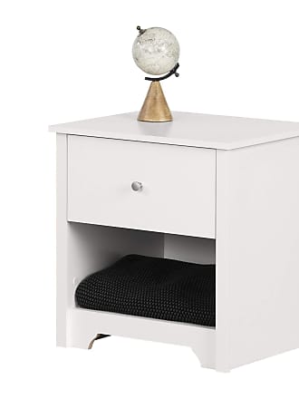 South Shore Furniture Vito 1-Drawer Nightstand, Pure White with Matte Nickel Handles