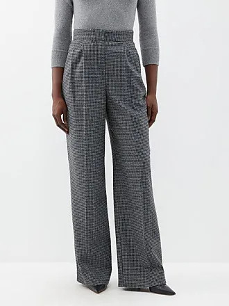 Charcoal grey pinstripe high waisted pleated stretch Women Trousers