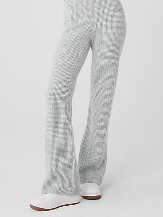 Pieces ribbed high waisted flared pants in gray