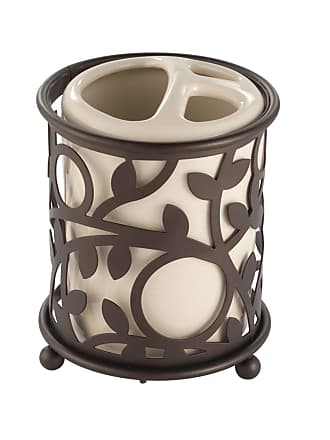 InterDesign York Ceramic Tumbler Cup for Bathroom Vanity Counter-tops Brass 