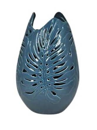 Blue Benjara BM188101 Aesthetic Ceramic Vase with Drip Glaze Texture 
