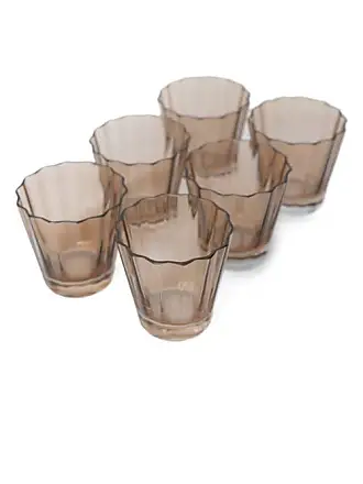 Estelle Colored Glass Tinted Rocks Glasses 2-Piece Set Amber Smoke