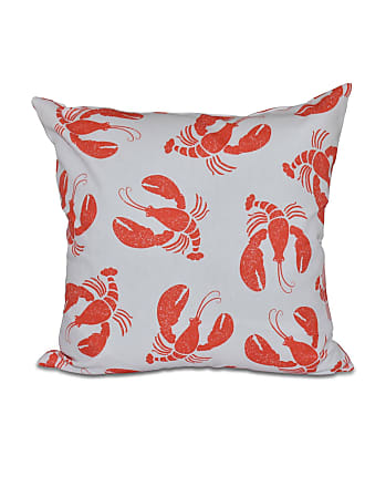 E by design PAN405WH1OR13-26 26 x 26 Lobster Fest Animal Print Pillow Orange 