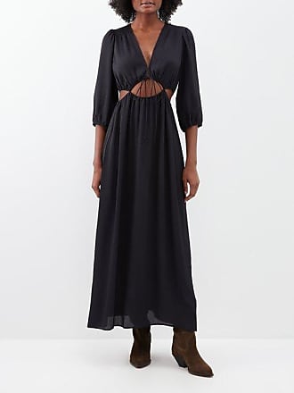 Ba&Sh Women's Long Sleeve V-Neck Abstract Long Maxi Dress White Size 1