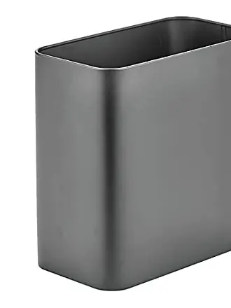 mDesign Small Plastic Oval Trash Can Garbage Wastebasket - Slate Gray