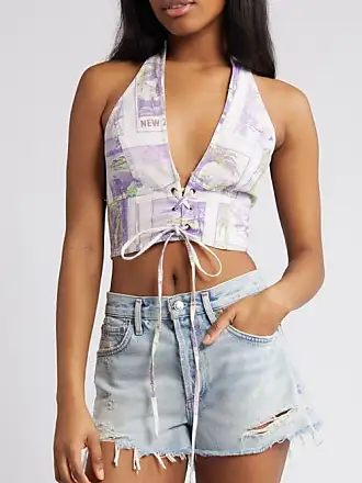 ASOS Halter Crop Top With Keyhole in White