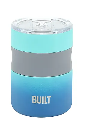 Built 30 Ounce Double Wall Vacuum Sealed Stainless Steel Coffee and Water Tumbler Easy to Clean Tritan Lid with Rotating Splash Guard, Mint,Blue