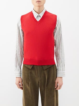 Dries Van Noten Wool Crewneck Vest in Red for Men Mens Clothing T-shirts Sleeveless t-shirts 