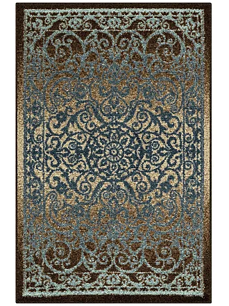 Maples Rugs Pelham Vintage Runner Rug Non Slip Washable Hallway Entry Carpet  [Made in USA], 2 x 6, Grey/Blue