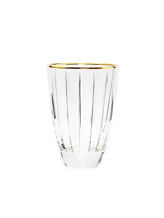 Classic Touch Set of 6 Pebbled Stemmed Water Glass with Gold Rim