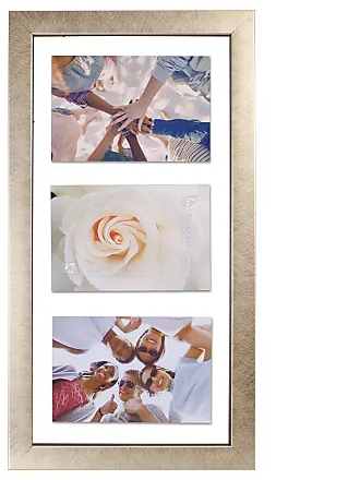 Malden International Linear Wood Distressed 7-Opening Collage Frame, Holds  4x6 Pictures, Gray