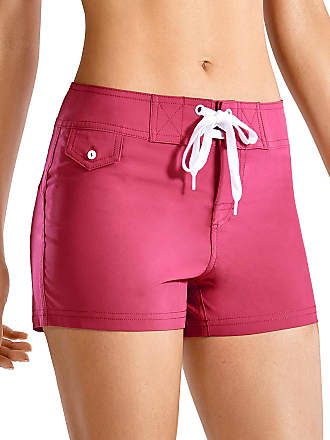 Womens Red Polka Dot Board Short Side Pocket Swim Bottom Trunks Quick Dry 
