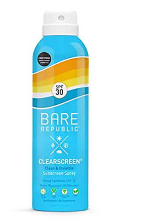 Bare Republic Clearscreen Sunscreen SPF 30 Sunblock Spray, Water Resistant with an Invisible Finish, 6 Fl Oz