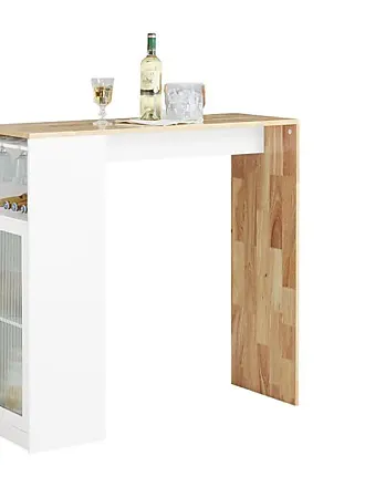 Table haute de bar SoBuy FWT17-W avec rangements - Blanc - Cdiscount Maison