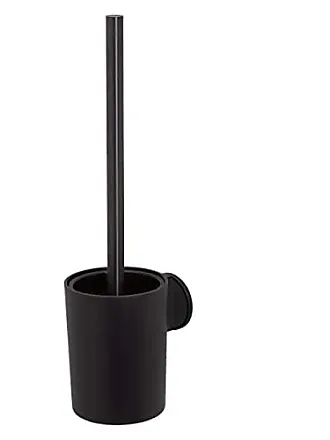 WENKO Brosse WC Badi noir céramique - Porte-brosse WC avec soies en  silicone et brosse pour rebords, Céramique, 13.5 x 38 x 13.5 cm, Noir