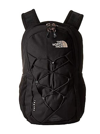 black and coral north face backpack