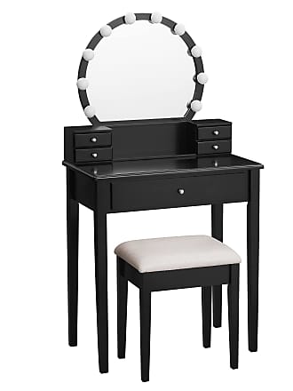Details about   Bobkona Vanity Table With Stool Set White/Champagne/Galaxy Black/Rose Gold 