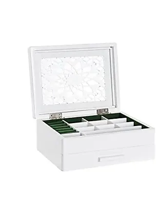 Richards Homewares Stackable Jewelry Storage Organizer Tray, 8-Compartment  without Ring Holder, White