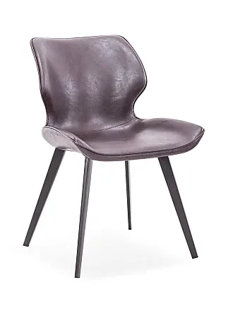 Benjara CID 21 inch Walnut Dining Chair, Set of 2, Beige Vegan Leather, Curved Back
