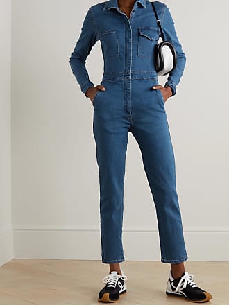 The Great Baumwolle Latzhose mit geradem Bein in Blau Damen Bekleidung Jumpsuits und Overalls Lange Jumpsuits und Overalls 