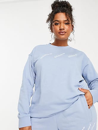 adidas Originals addias Originals Plus Logomania triple logo sweat in light blue