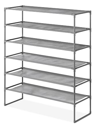 Whitmor 4-Tier Shelf Tower Closet System, Black and Silver - Metal