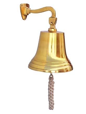 Hampton Nautical 3xglass-101 Brass Plated Hanging Ships Bell 11 Nautical Home Decoration, 11 inch