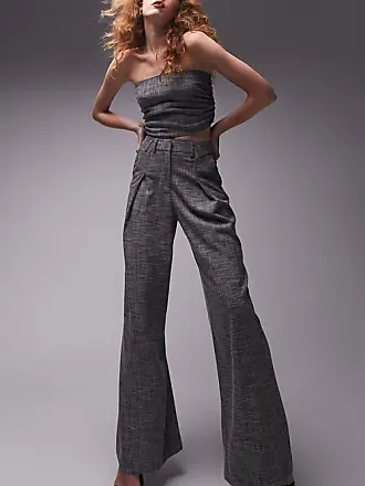 BELTED PLEATED PANTS - Gray marl
