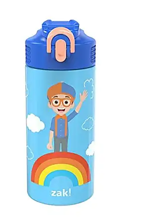  Zak Designs Blippi Kids Water Bottle For School or Travel,  13.5oz Durable, Vacuum Insulated Stainless Steel with Handle and  Leak-Proof, Pop-Up Spout Cover (Blippi): Home & Kitchen