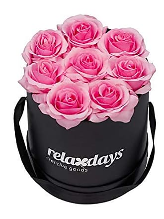 stabile Flowerbox schwarz 10 Jahre haltbar dekorative Blumenbox 1 Rose Relaxdays Rosenbox rund rot Geschenkidee