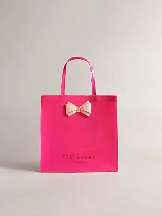 TED BAKER Gold Shiny PINK BOW PURSE SHOPPER TOTE BEACH BAG PVC Purse  15.25”X 11”