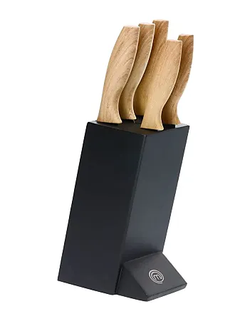 MasterChef Knife Block Set of Kitchen Knives, 5pc Stainless Steel Cooking  Knife Collection incl. Paring, Carving, Bread, Santoku & Chef Knife with