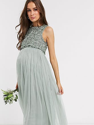 maya cap sleeve midaxi dress with applique delicate sequins in taupe blush
