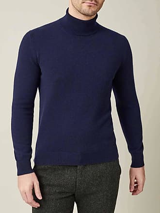 Luca Faloni Navy Blue Pure Cashmere Roll Neck