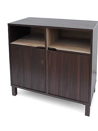 Christopher Knight Home Nicholas 2-Shelf Faux Wood Cabinet with Sanremo Oak Interior, Walnut / Sanremo Oak / Brown