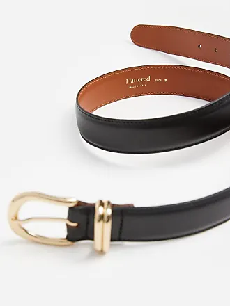 Horseshoe buckle printed black 40 mm leather belt - Luxury Belts